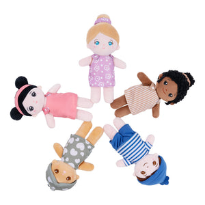 Basket of 5 Diversity Dolls Multi-Ethnic 8'' Multicultural Sensory Plush Dolls